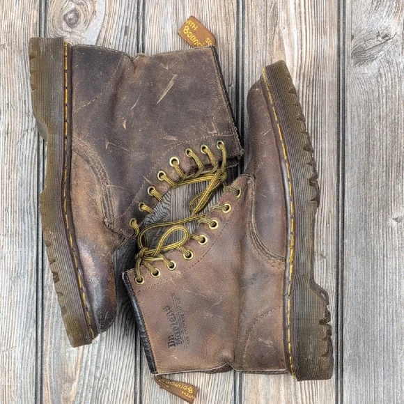 ​Dr. Martens 1460 Brown Leather Boots Distressed Size 8uk Made In England